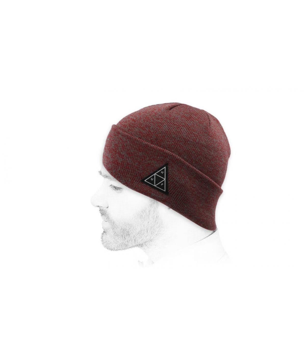 motorkap Huf bordeaux Triple Triangle Beanie terra cotta